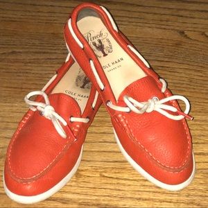 Cole haan leather slip on boat shoe